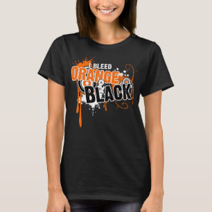 Camiseta Eu Sangro Laranja e Preto