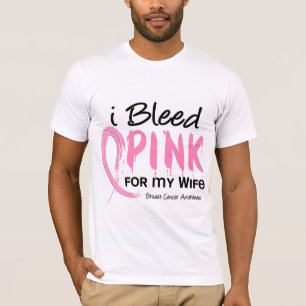 Camiseta Eu sangro o rosa para meu cancro da mama da esposa