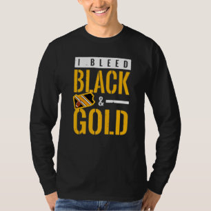 Camiseta Eu Sangro Preto e Dourado Grupo de Dia de Jogo Esc