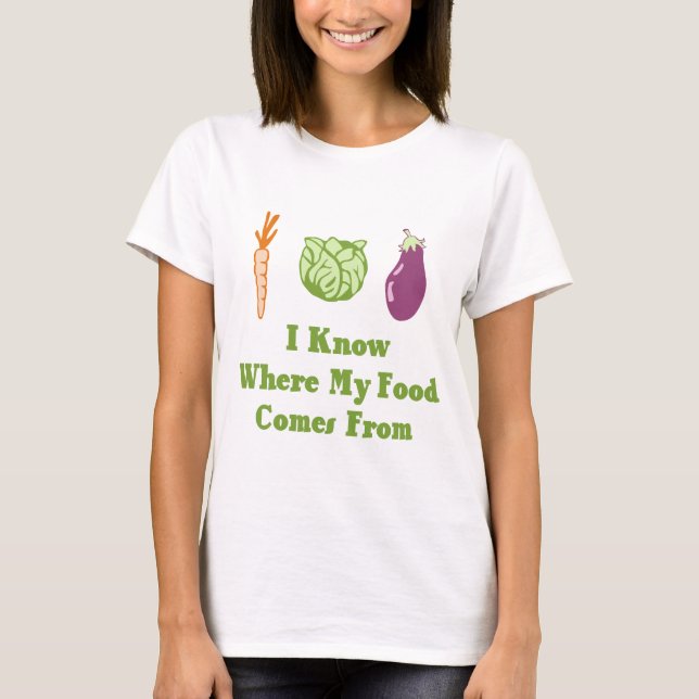 Camiseta Eu sei de aonde minha comida vem (Frente)
