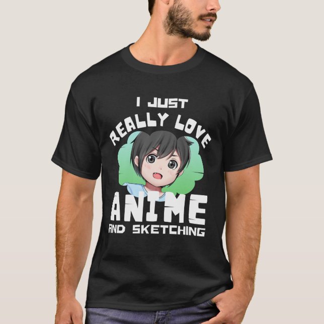CAMISETA EU SIMPLESMENTE AMO ANIME E DESENHAR (Frente)