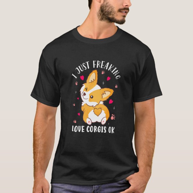 Camiseta Eu simplesmente amo corgis, ok adorável corgi (Frente)