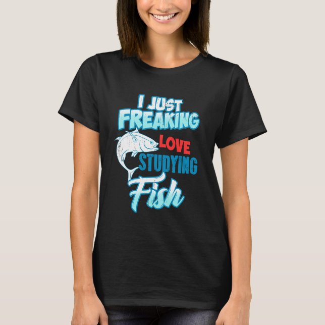 Camiseta Eu simplesmente amo estudar peixes nerd marinho di (Frente)