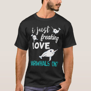 Camiseta Eu simplesmente amo narvais baleia peixe oceano ma