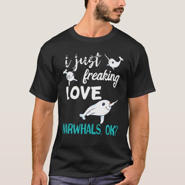 Camiseta Eu simplesmente amo narvais baleia peixe oceano ma (Frente)