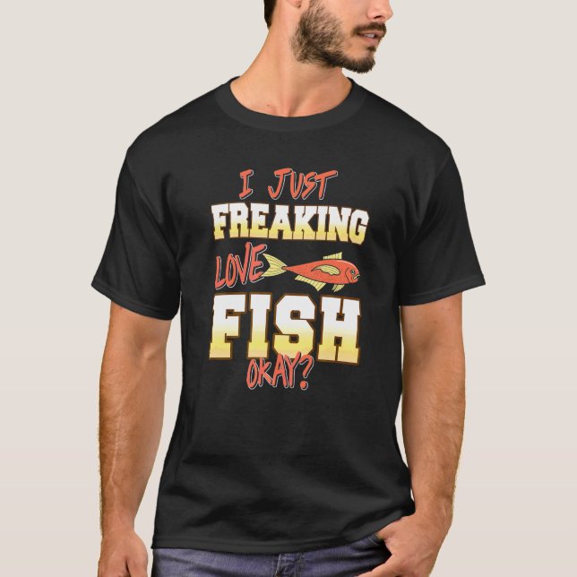 Camiseta Eu simplesmente amo peixe, okay   Presente (Frente)