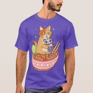 Camiseta Eu Só Adoro Gatos E Ramen E Bolhas Tea Kawaii A