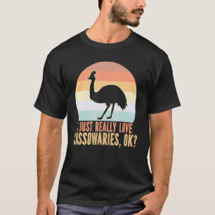 Camiseta Eu Só Amo Muito Cassowaries Pôr do Sol Retro Casso