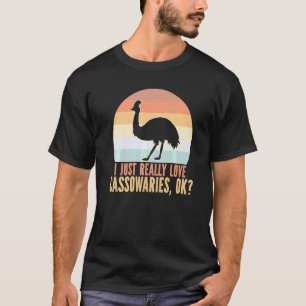 Camiseta Eu Só Amo Muito Cassowaries Pôr do Sol Retro Casso