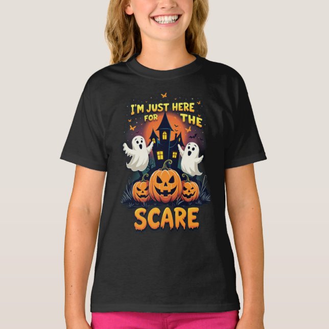Camiseta Eu só estou aqui, o Assustador Halloween Vibes (Frente)