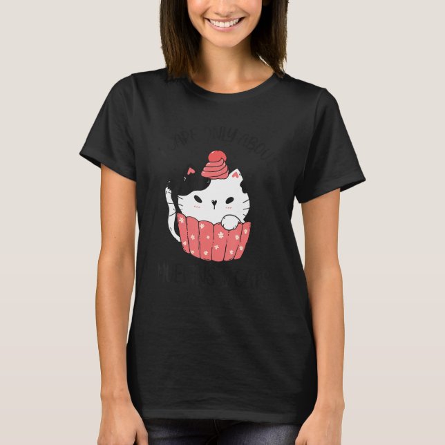 Camiseta Eu só me importo com muffins e gatos bonitinhos mu (Frente)