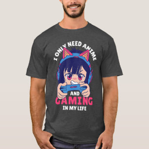 Camiseta Eu Só Preciso de Anime e Jogos na Minha Vida KAWAI