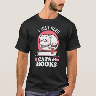 Camiseta Eu Só Preciso de Gatos e Clube de Livros Leitores 
