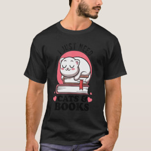 Camiseta Eu Só Preciso de Gatos e Clube de Livros Leitores