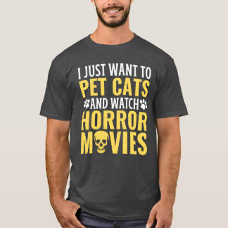 Camiseta Eu só quero acariciar gatos e assistir a filmes de