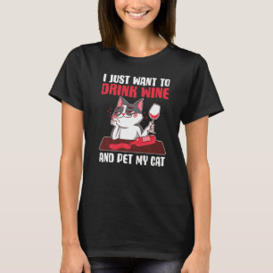 Camiseta Eu Só Quero Beber Vinho E Comer Meu Gato