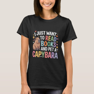 Camiseta Eu Só Quero Ler Livros e Acariciar Um Capivara -