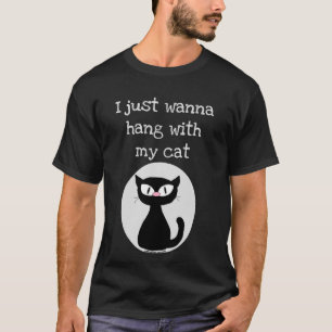 Camiseta Eu só quero pendurar com meu gato Black Cartoon C