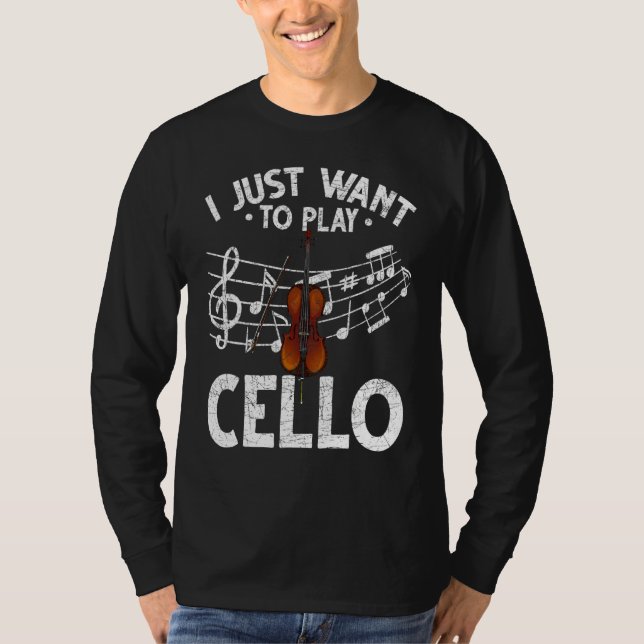 Camiseta Eu Só Quero Tocar Cello Music Notes Orchestra Ce (Frente)