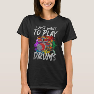 Camiseta Eu Só Quero Tocar Tambores Música Rock Musical Dru