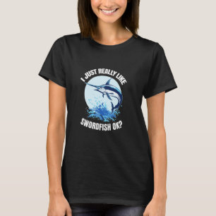 Camiseta Eu Só Realmente Gosto de Peixe Espada OK Pescaria