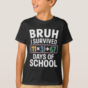 Camiseta Eu Sobrevivi 100 Dias na Escola Bruh Equação Matem