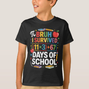 Camiseta Eu Sobrevivi 100 Dias na Escola Bruh Equação Matem