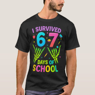 Camiseta Eu Sobrevivi 67 Dias De Escola Piada Meme Professo