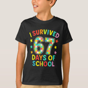 Camiseta Eu Sobrevivi 67 Dias De Escola Seis Sete Meme Cria