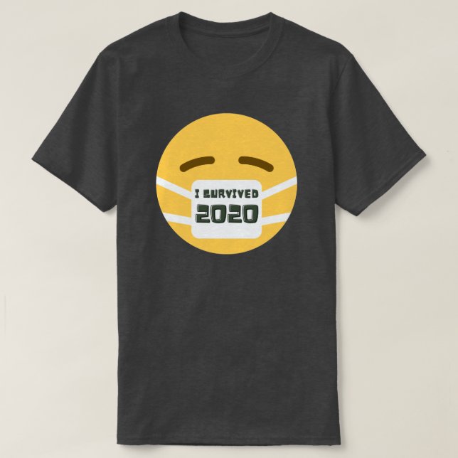 Camiseta Eu Sobrevivi A 2020 Máscara Emoji (Frente do Design)