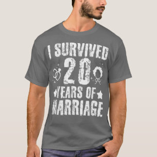 Camiseta Eu Sobrevivi A 20 Anos De Casamento 20 Aniversário