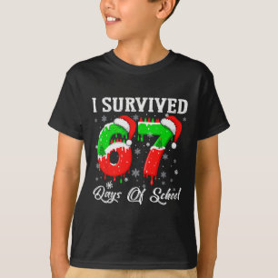Camiseta Eu Sobrevivi a 67 Dias de Escola Natal Divertido