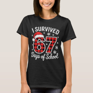 Camiseta Eu Sobrevivi a 67 Dias de Escola Natal Divertido d