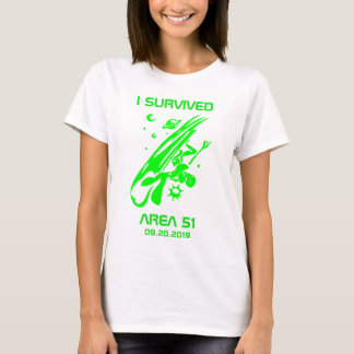 Camiseta Eu Sobrevivi à Área 51 Alienígena Verde