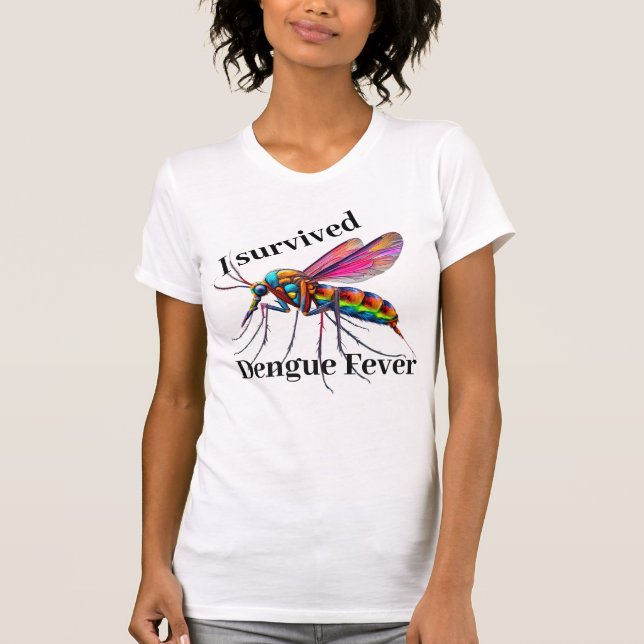 Camiseta "Eu sobrevivi à dengue" com mosquito (Frente)
