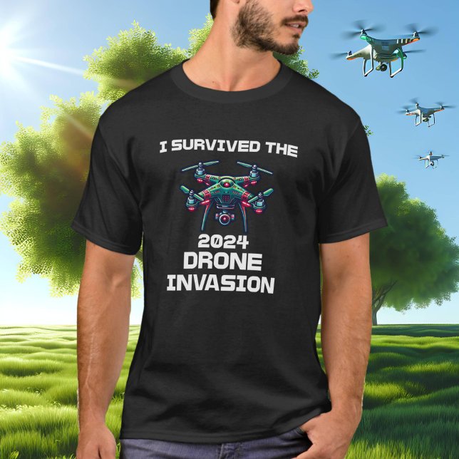 Camiseta Eu Sobrevivi à invasão do drone de 2024 (Criador carregado)