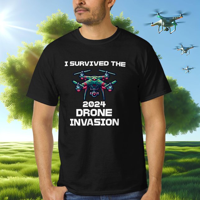 Camiseta Eu Sobrevivi à invasão do drone de 2024 (Criador carregado)