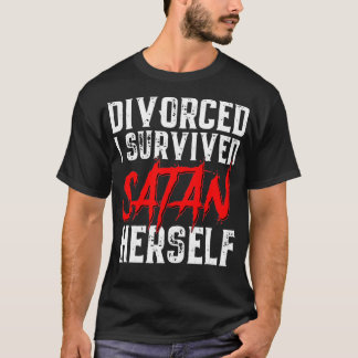 Camiseta Eu Sobrevivi à Satã, Funny Mens Divorciou