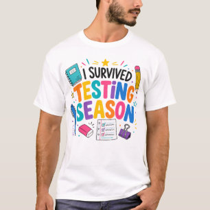 Camiseta Eu Sobrevivi à Temporada de Testes Humor Escolar