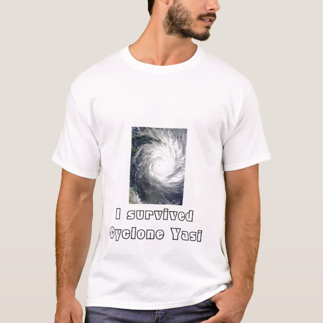 Camiseta Eu sobrevivi ao ciclone Yasi (Frente)