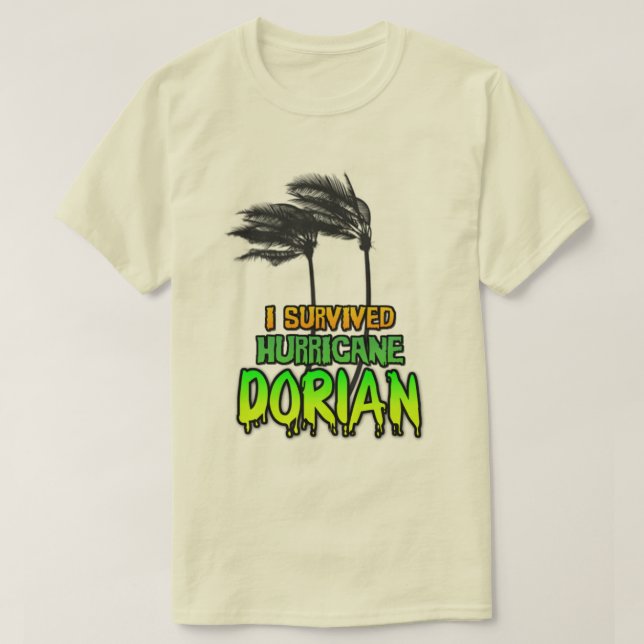 Camiseta Eu sobrevivi ao furacão Dorian (Frente do Design)