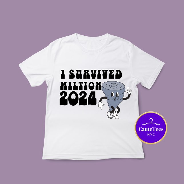 Camiseta Eu Sobrevivi Ao Furacão Milton Retro Style 2024 (Criador carregado)