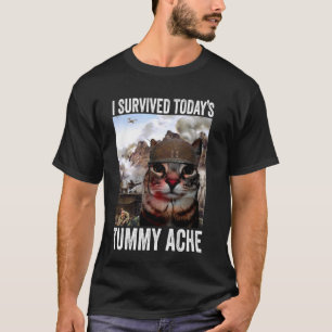 Camiseta eu sobrevivi ao gato da dor de barriga de hoje - t