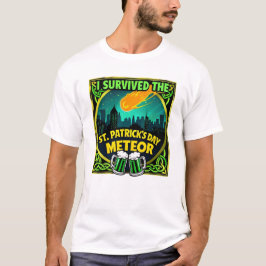 Camiseta Eu Sobrevivi ao Meteor do Dia de São Patrício Aman