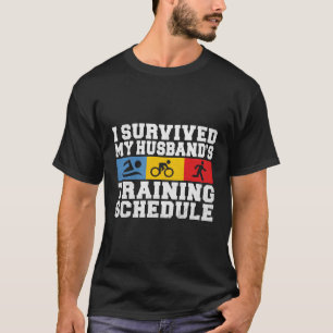 Camiseta Eu Sobrevivi ao meu marido, treinando Triathlon