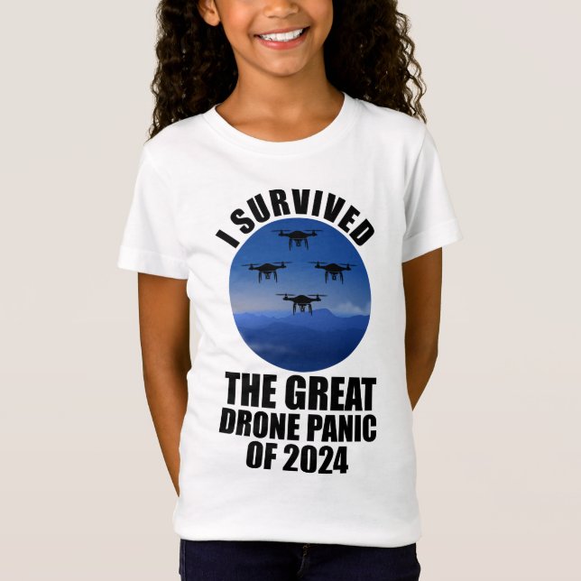 Camiseta Eu Sobrevivi Ao Pânico Do Drone Excelente De 2024 (Frente)