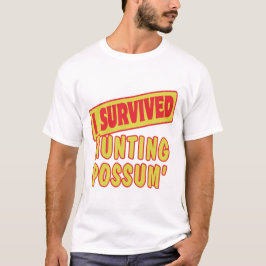CAMISETA EU SOBREVIVI AO POSSUMO DE CAÇA