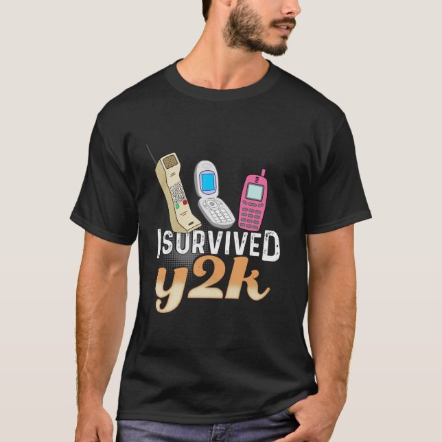 Camiseta Eu Sobrevivi ao Presente de Celular Antigo Y2K Eng (Frente)