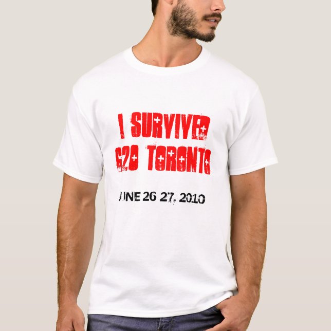 Camiseta EU SOBREVIVI ao t-shirt de G20 TORONTO (Frente)
