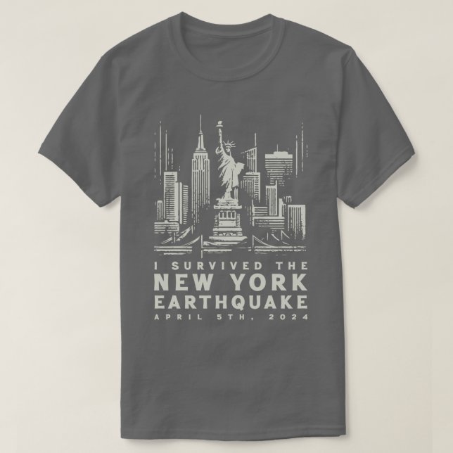 Camiseta Eu Sobrevivi Ao Terremoto De Nova York (Frente do Design)